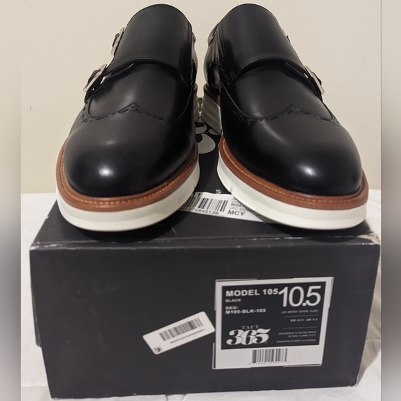 TAFT 365 M 105 Monk Strap Slip on Leather Shoes Black Size 10.5 NEW NWB - Picture 3 of 7